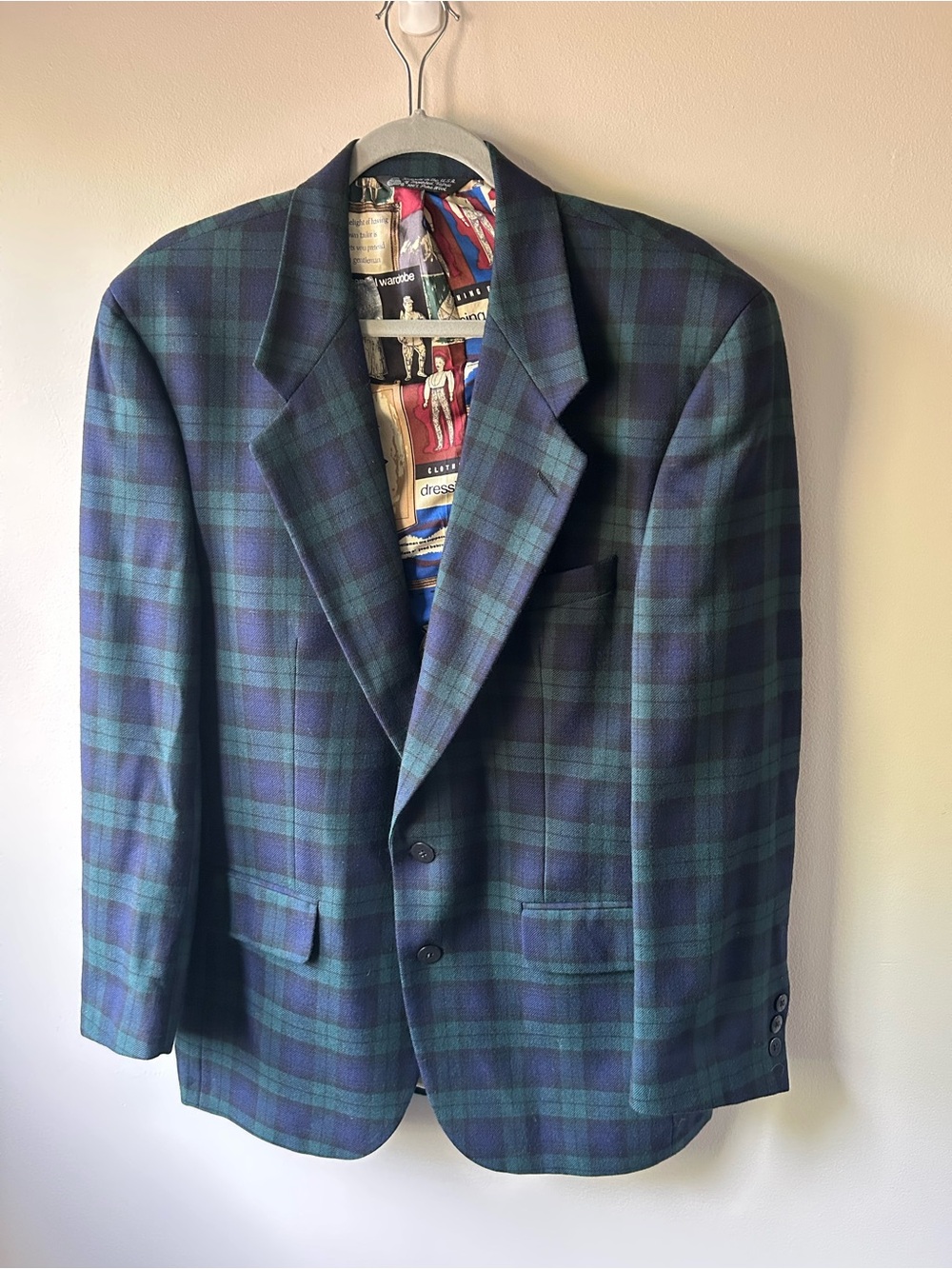 Vtg Nicole Miller ‘Objects of Desire’ 90s black watch plaid blazer mens 42